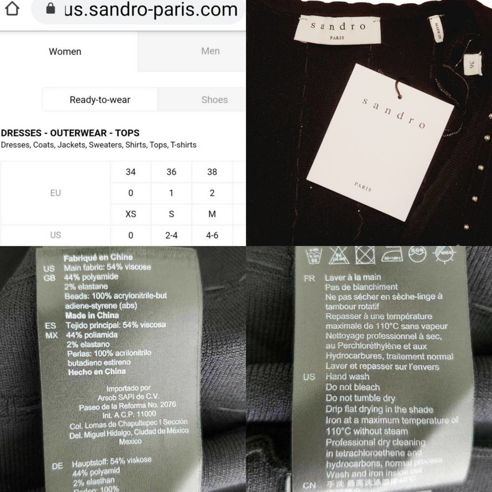 Sandro Paris Vaness Black Silver Beaded Ribbed Knitted Fit & Flare Dress S New - Picture 10 of 13